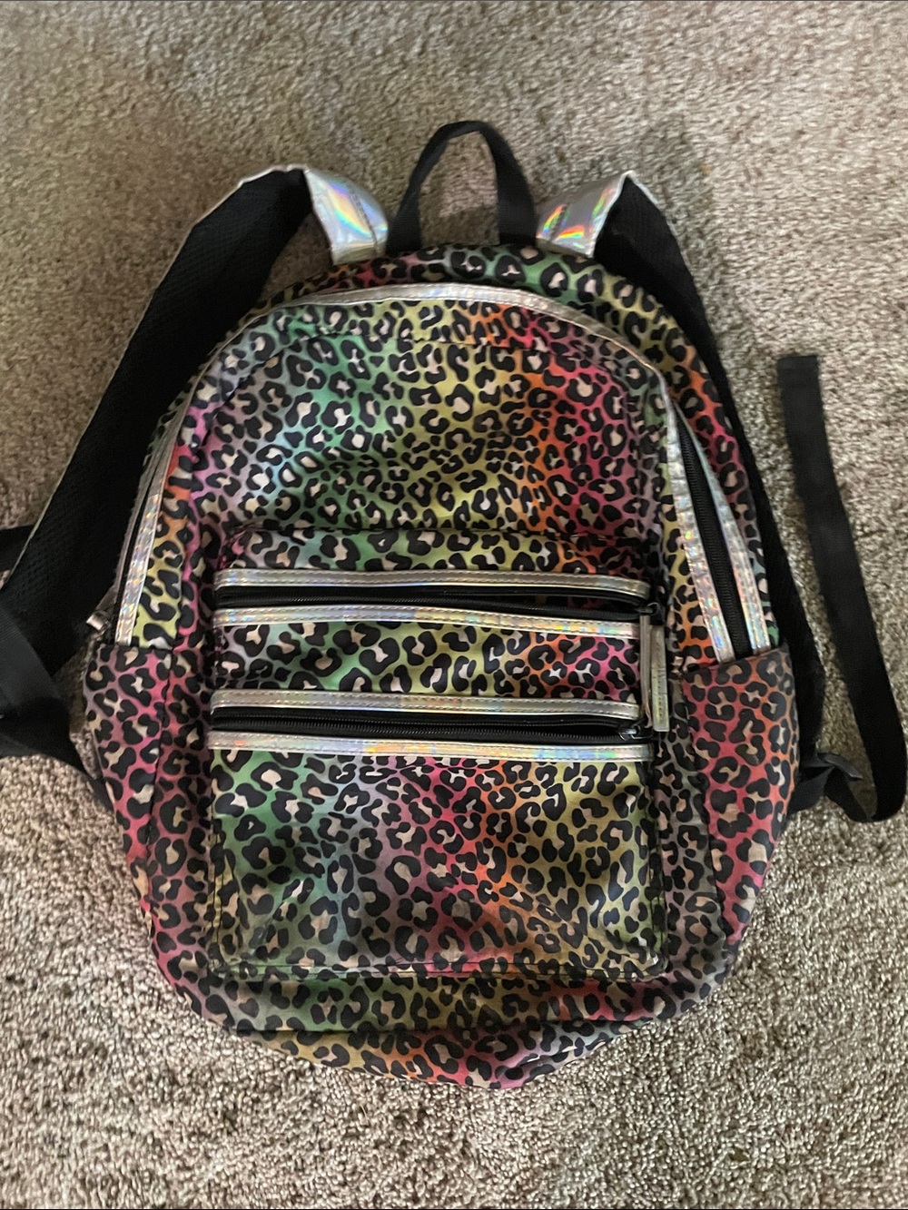 Bioworld Rainbow Leopard Holographic Trim Backpack